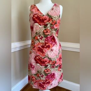 TALBOTS Sleeveless Dress, Pink Floral, NWT, Lined Cotton, Shift  Sheath Size 12